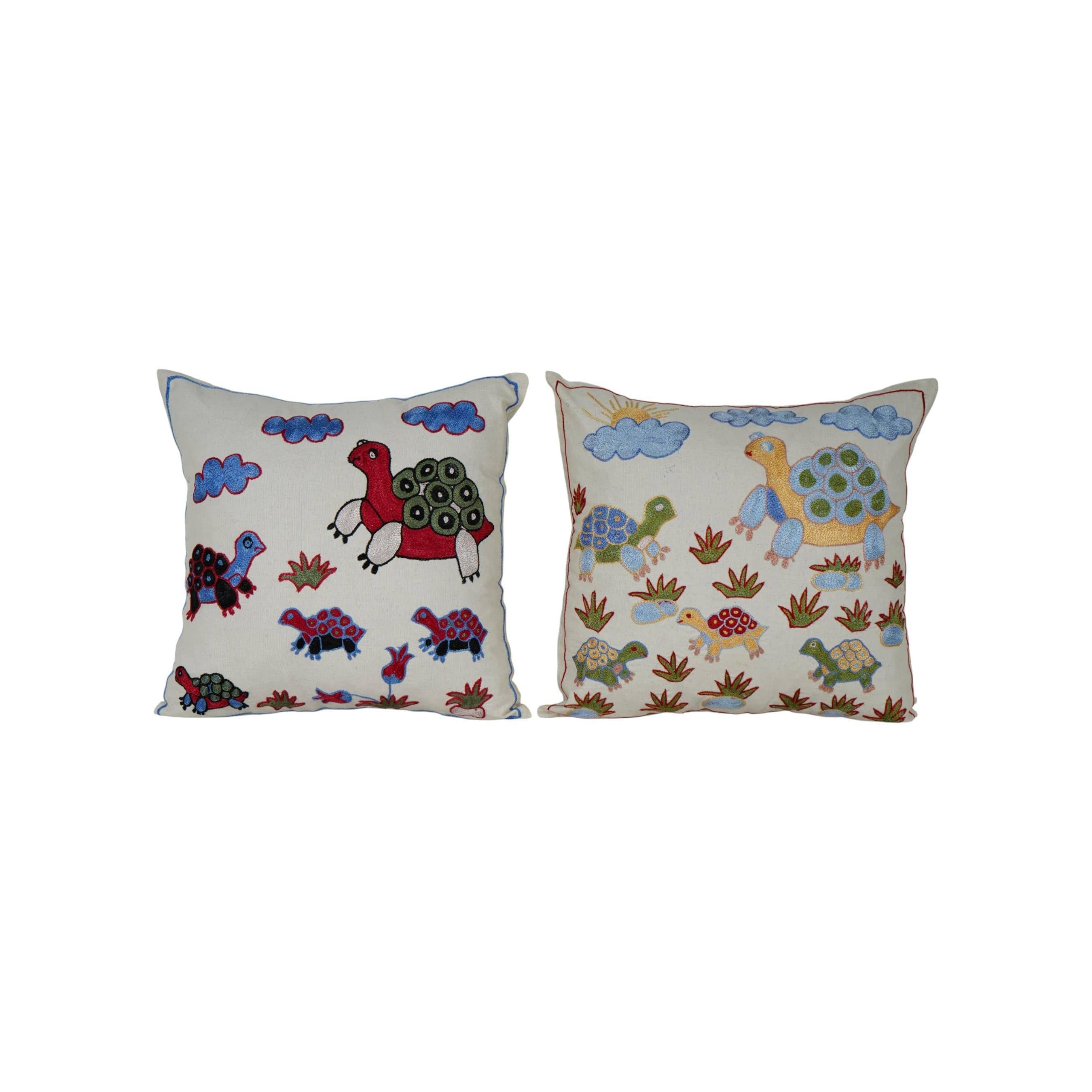 Turtle Suzani Pillow Cover | 19'' x 19''