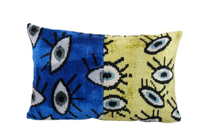 Silk Ikat Patchwork Velvet Pillow Cover | 15'' x 22''