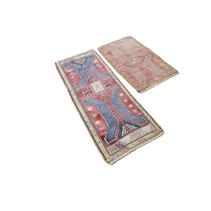 Vintage Turkish Yastik Rug Set of 2 | 1'9'' x 2'8'' & 1'8'' x 4'1''
