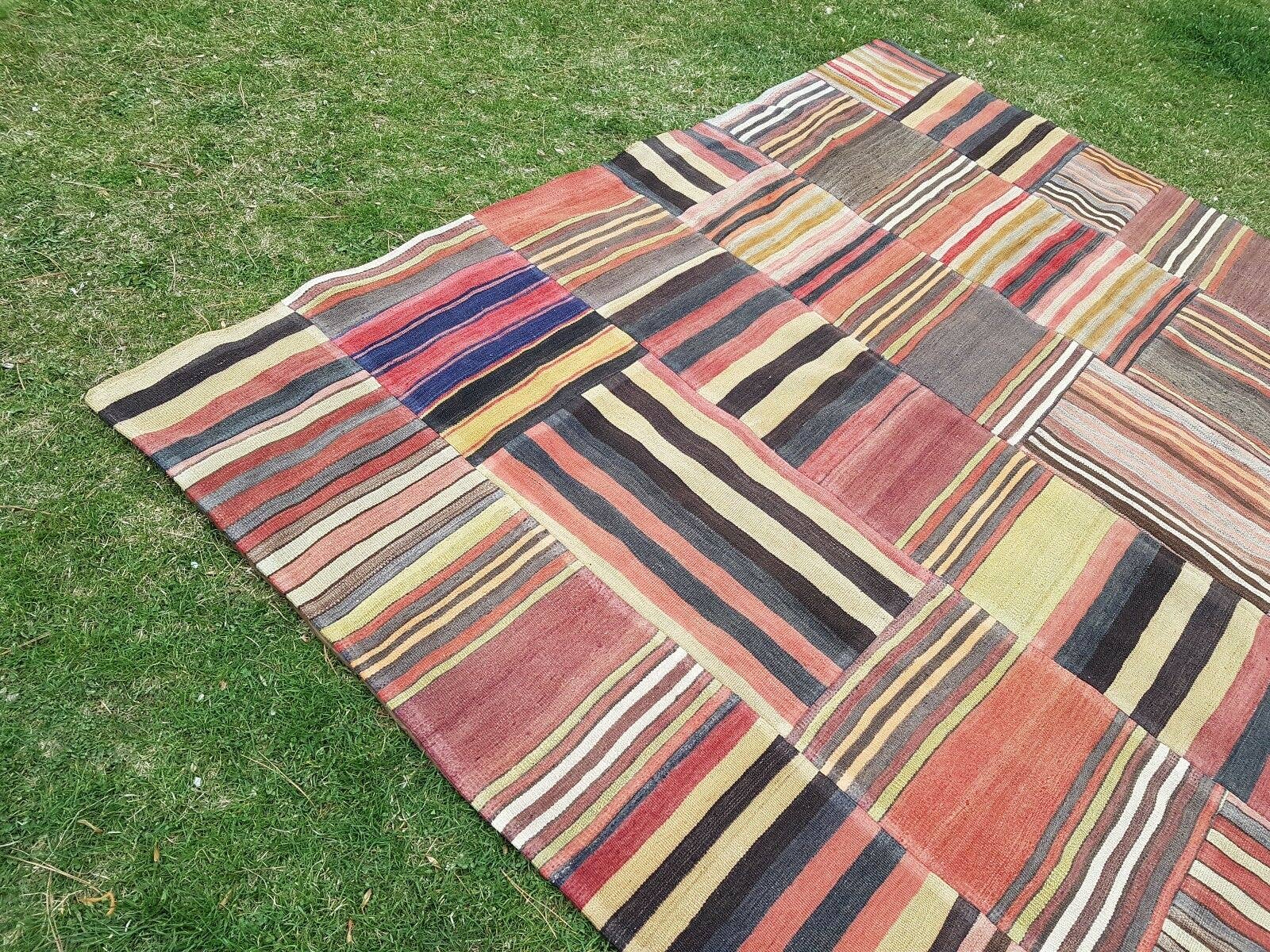 Vintage Turkish Patchwork Kilim Rug 7'1'' x 9'10''