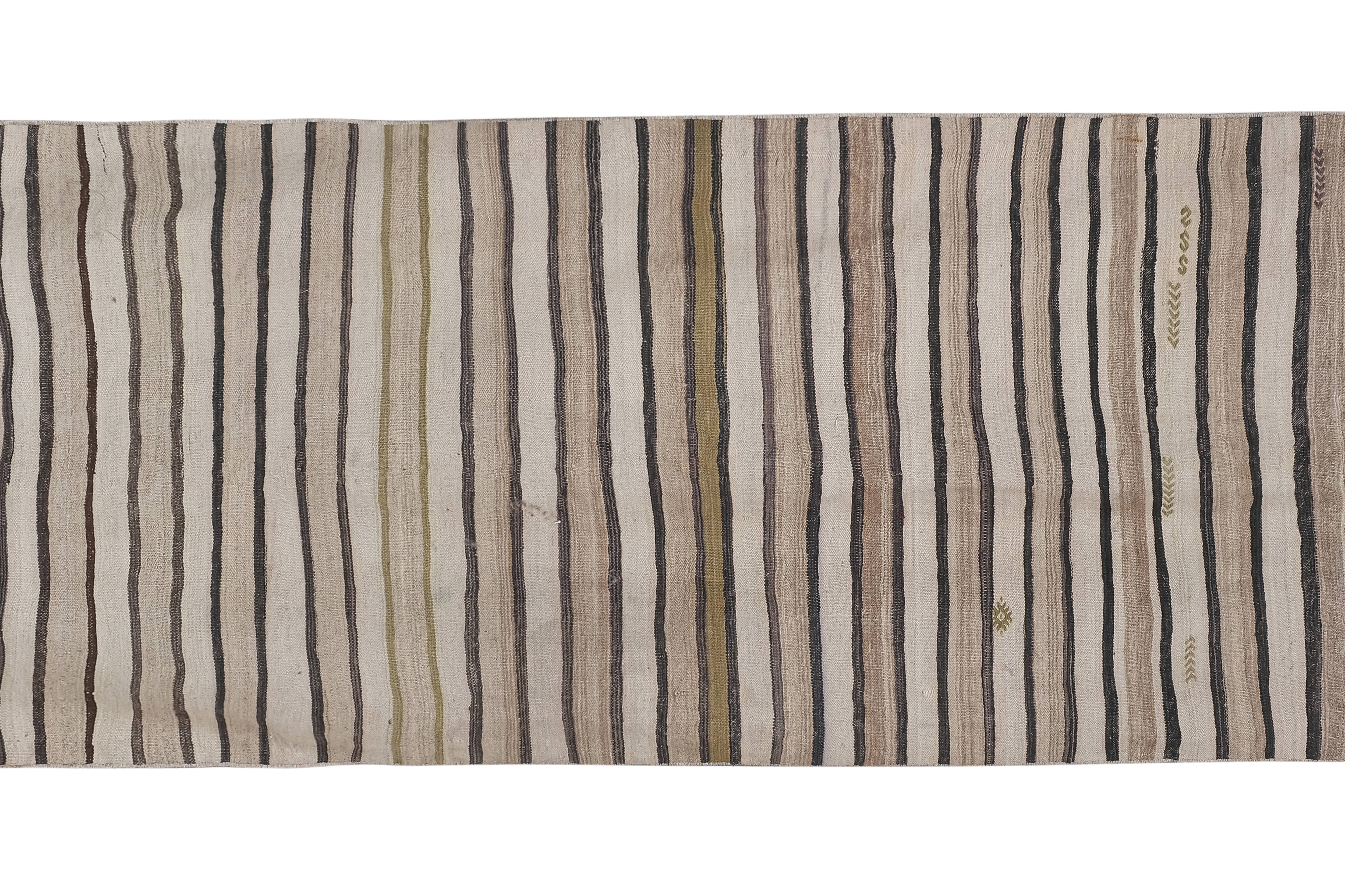 Vintage Turkish Kilim Runner 3'7'' x 9'3''