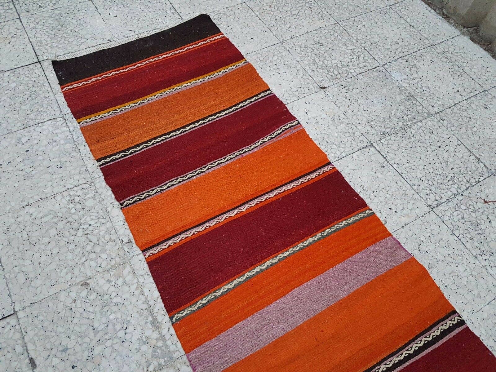 Vintage Turkish Kilim Runner 2'3'' x 8'8''