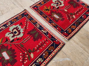 Vintage Turkish Yastik Rugs Set of 2 | 30'' x 32''
