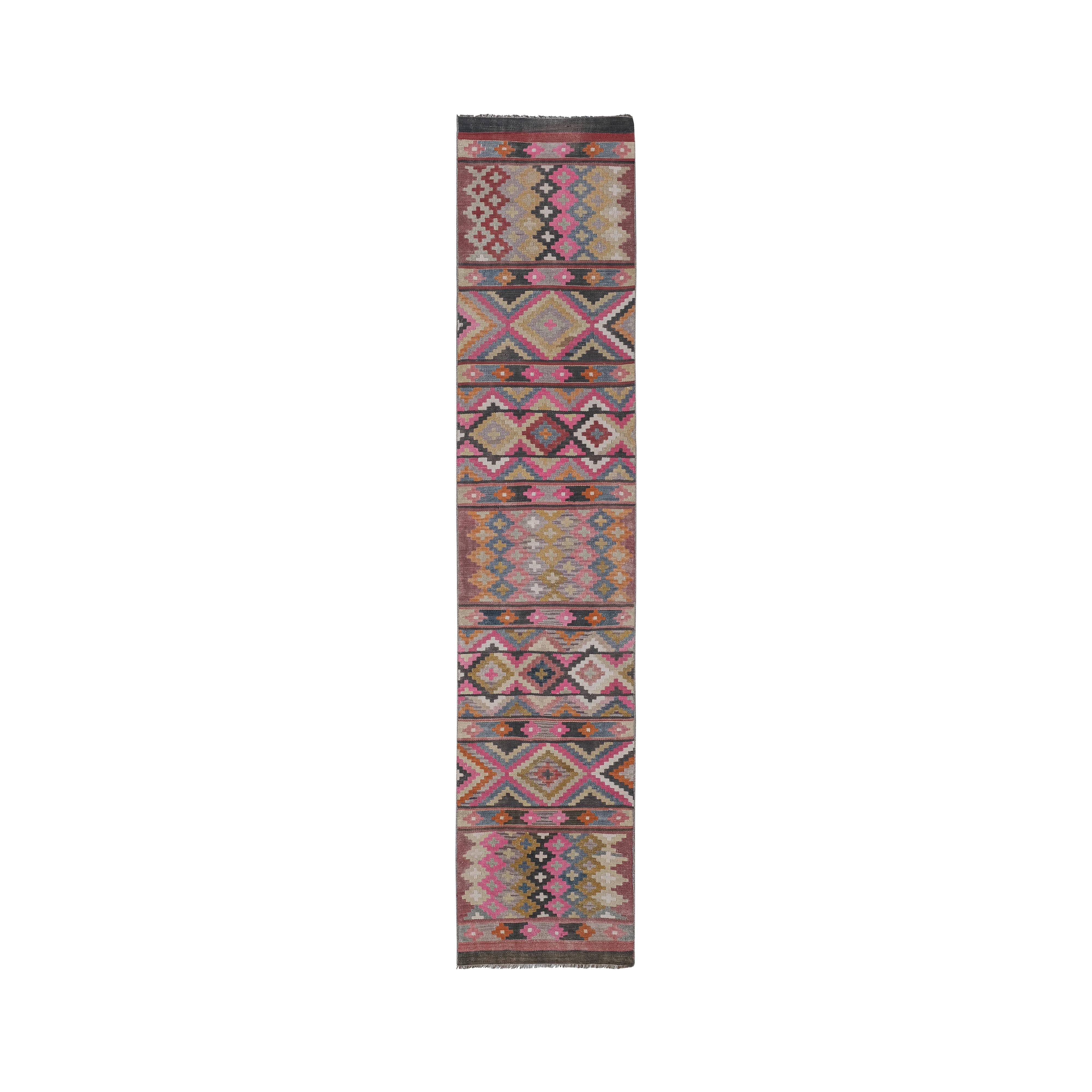 Vintage Turkish Kilim Runner 2'6'' x 12'2''