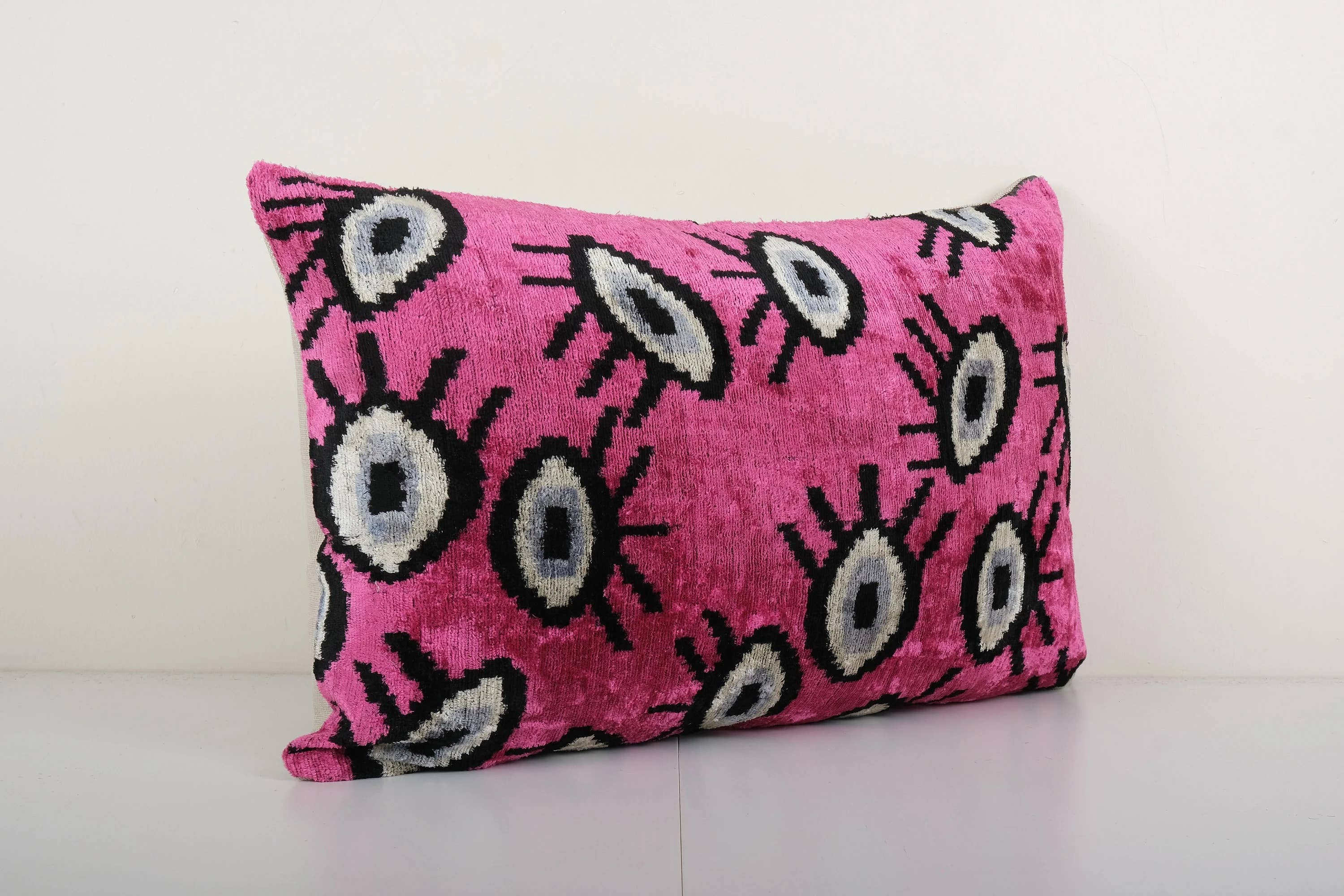 Silk Ikat Velvet Pillow Cover | 16'' x 22''