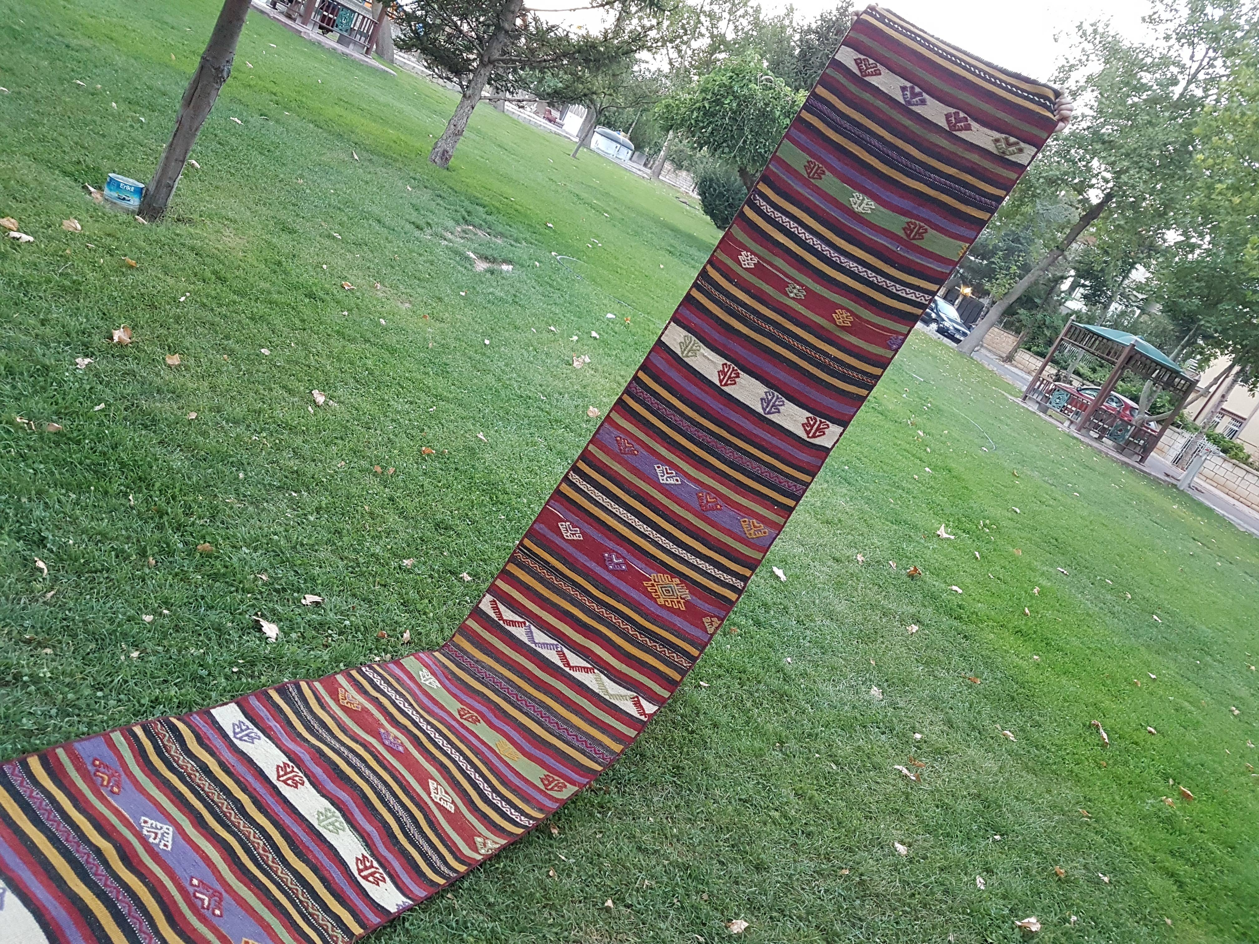 Vintage Turkish Kilim Runner 2'1'' x 20'11''