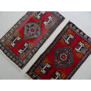 Vintage Turkish Yastik Rugs Set of 2 | 21'' x 41''