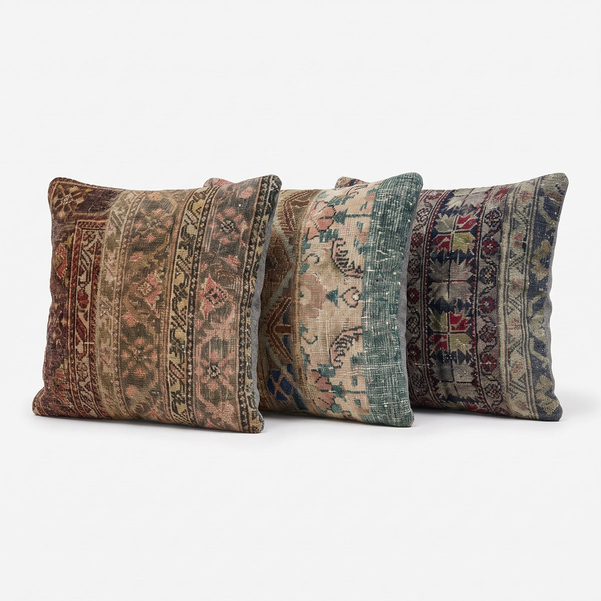 Turkish Rug Pillow Cover Set of 3 | 24'' x 24'' - left angle