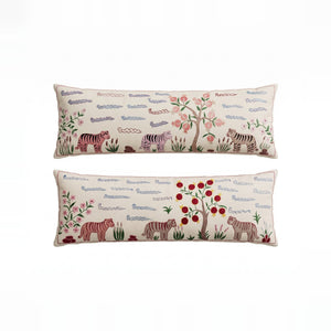 Uzbek Suzani Bedding Pillow Cover Set of 2 | 18'' x 53'' & 18'' x 52'' - front view