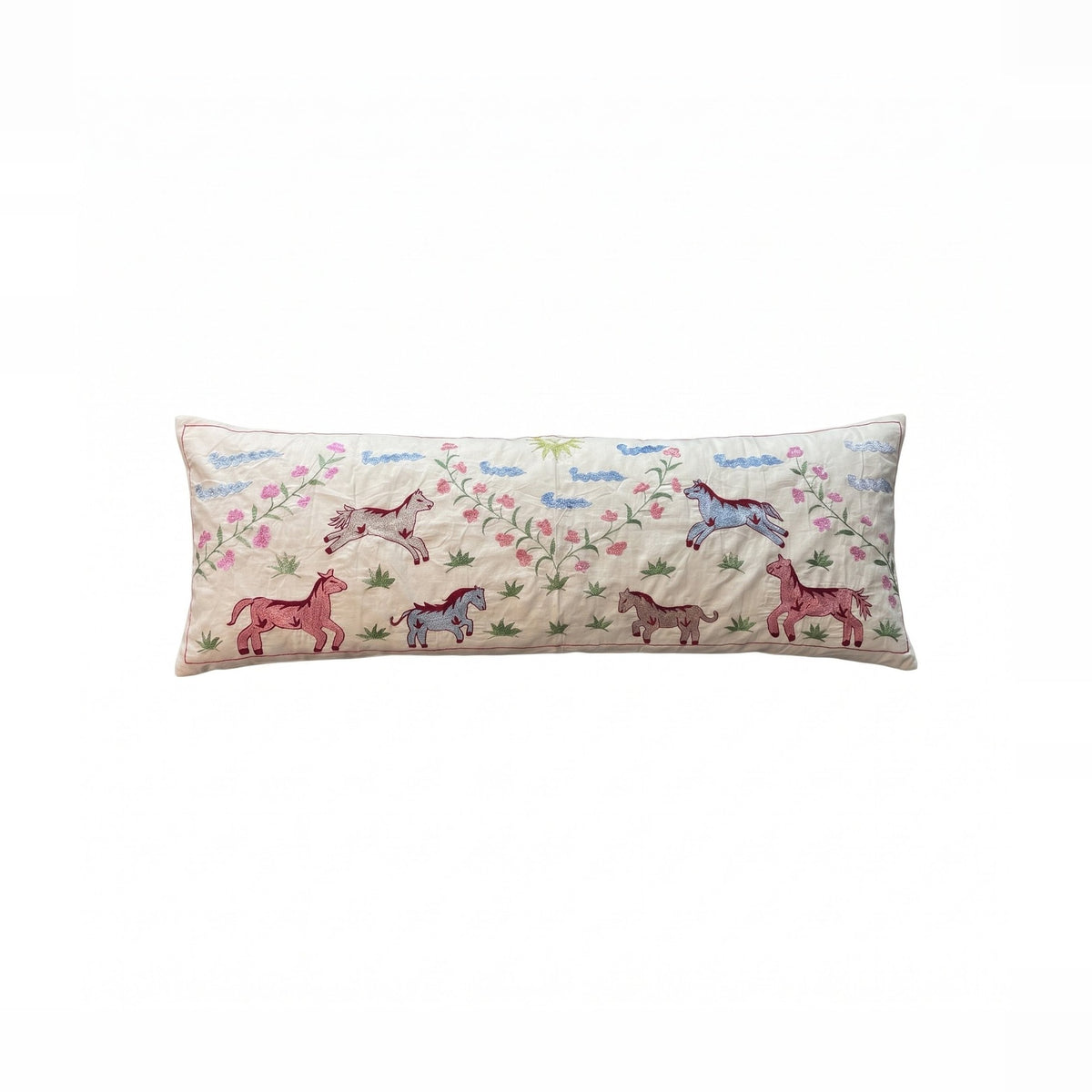 Uzbek Suzani Bedding Pillow Cover | 18'' x 53'' - front view