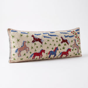 Uzbek Suzani Bedding Pillow Cover | 18'' x 53'' - left angle
