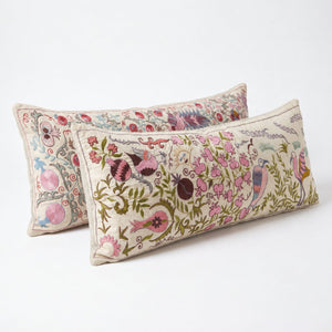 Uzbek Suzani Bedding Pillow Cover Set of 2 | 18'' x 53'' - left angle