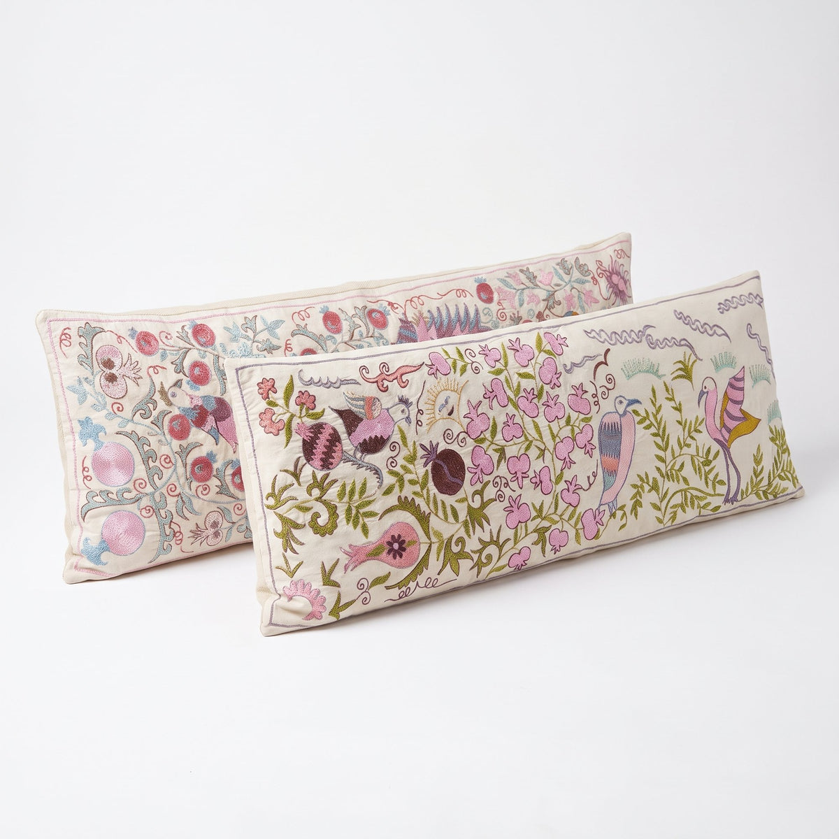 Uzbek Suzani Bedding Pillow Cover Set of 2 | 18'' x 53'' - right angle
