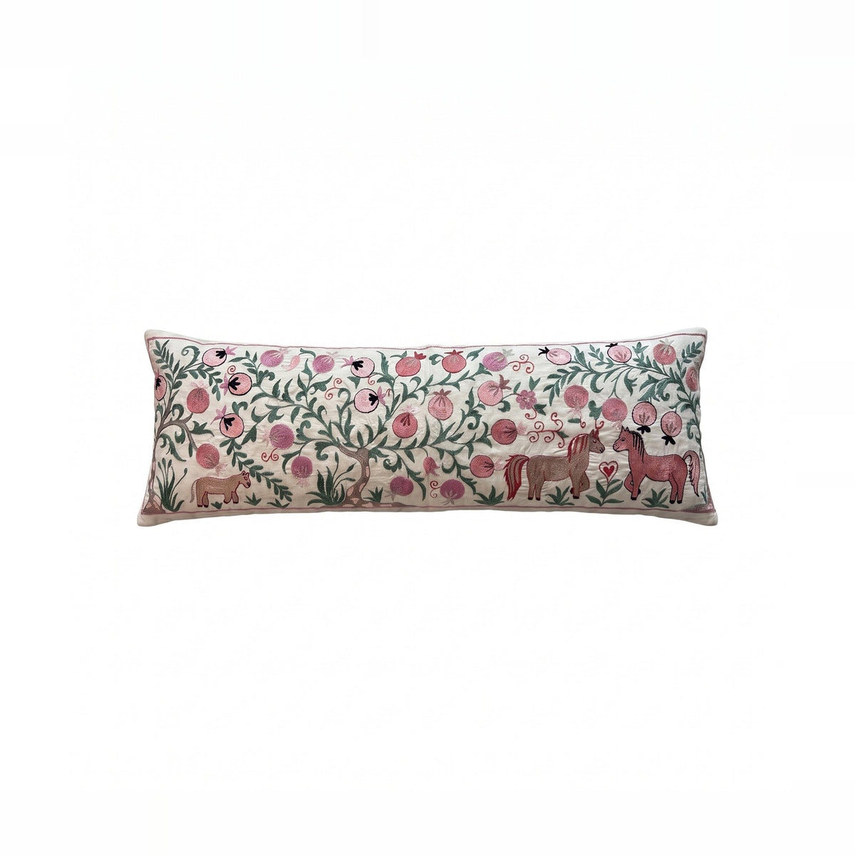 Uzbek Suzani Bedding Pillow Cover | 18'' x 53'' - front view