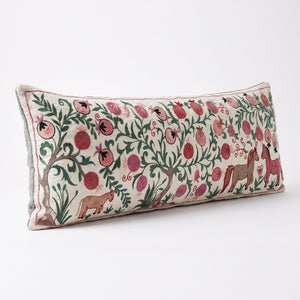 Uzbek Suzani Bedding Pillow Cover | 18'' x 53'' - left angle
