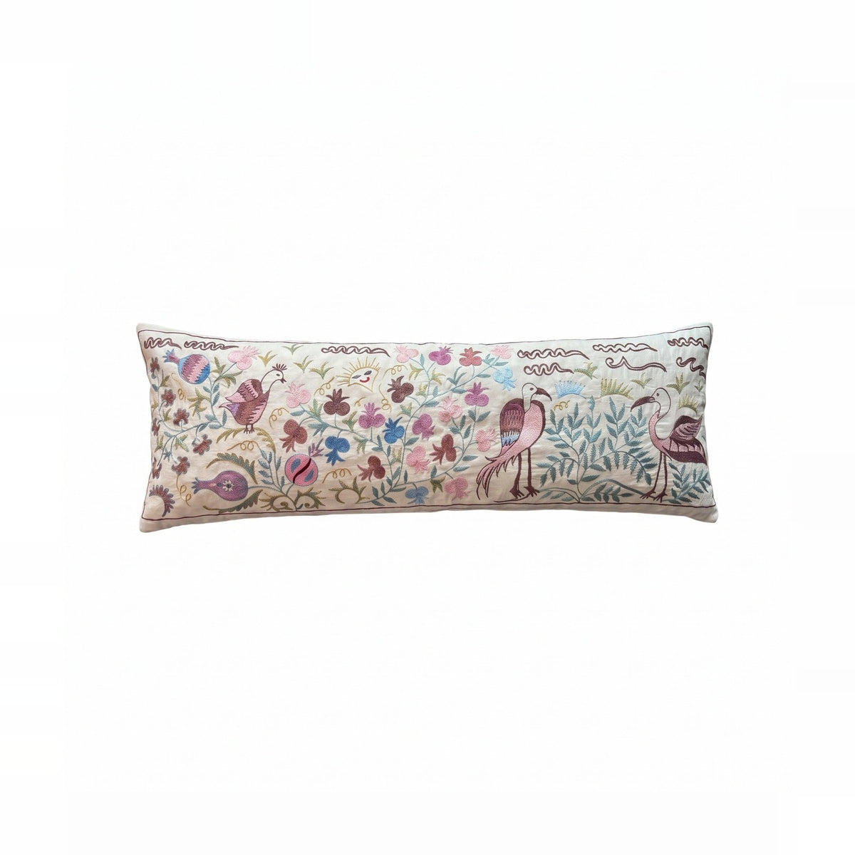 Uzbek Suzani Bedding Pillow Cover | 18'' x 54'' - front view
