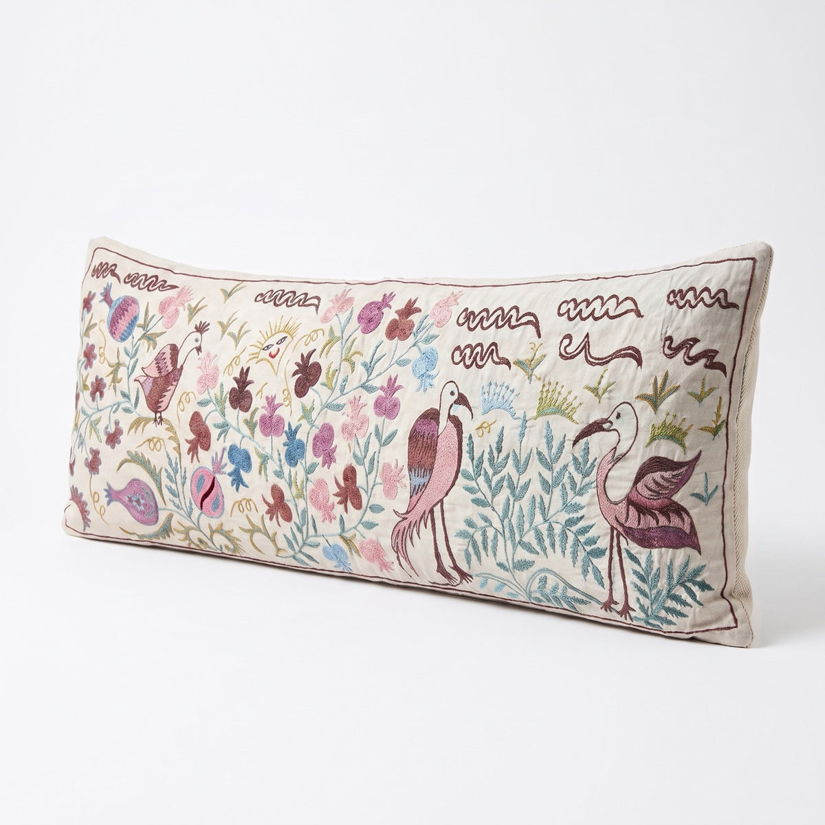 Uzbek Suzani Bedding Pillow Cover | 18'' x 54'' - right angle