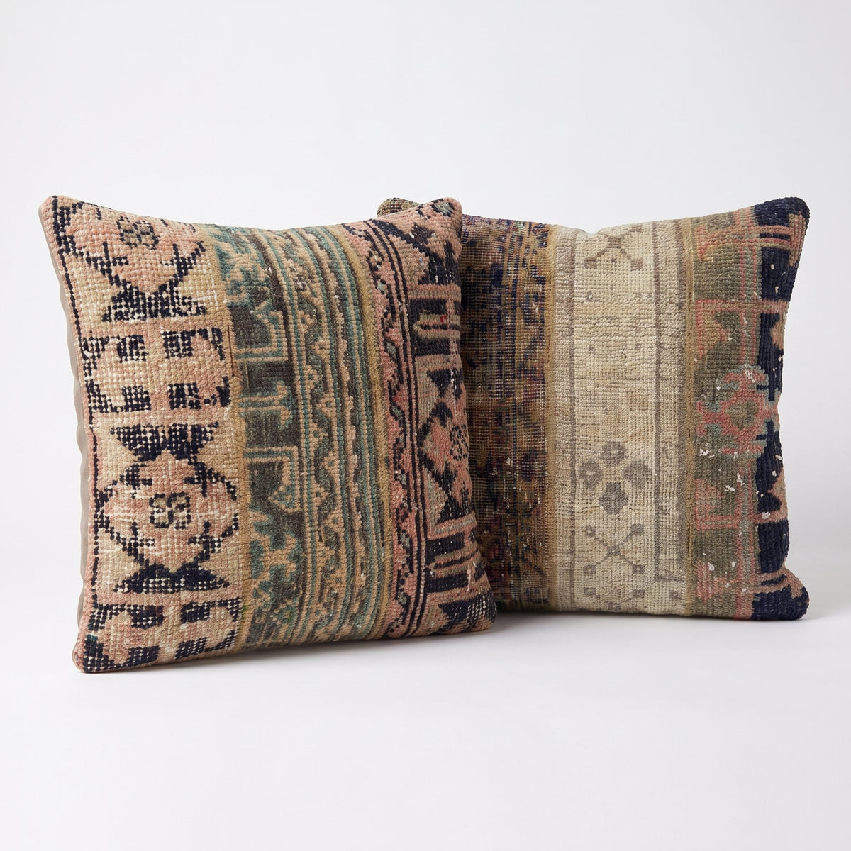 Turkish Rug Pillow Cover Set of 2 | 19'' x 19'' & 20'' x 20'' - left angle
