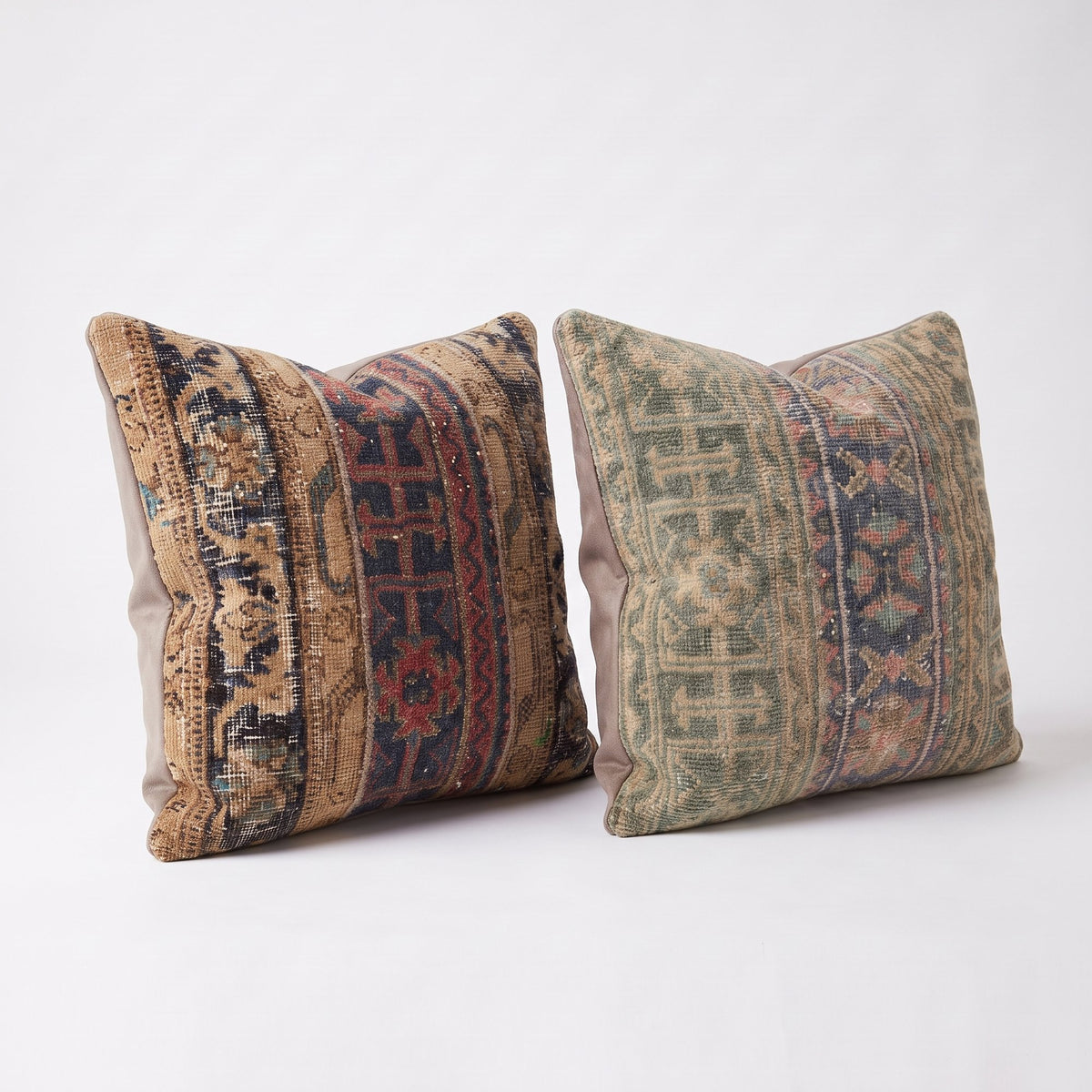 Turkish Rug Pillow Cover Set of 2 | 24'' x 24'' - left angle