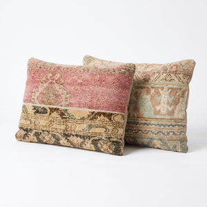 Turkish Rug Pillow Cover Set of 2 | 16'' x 24'' - left angle