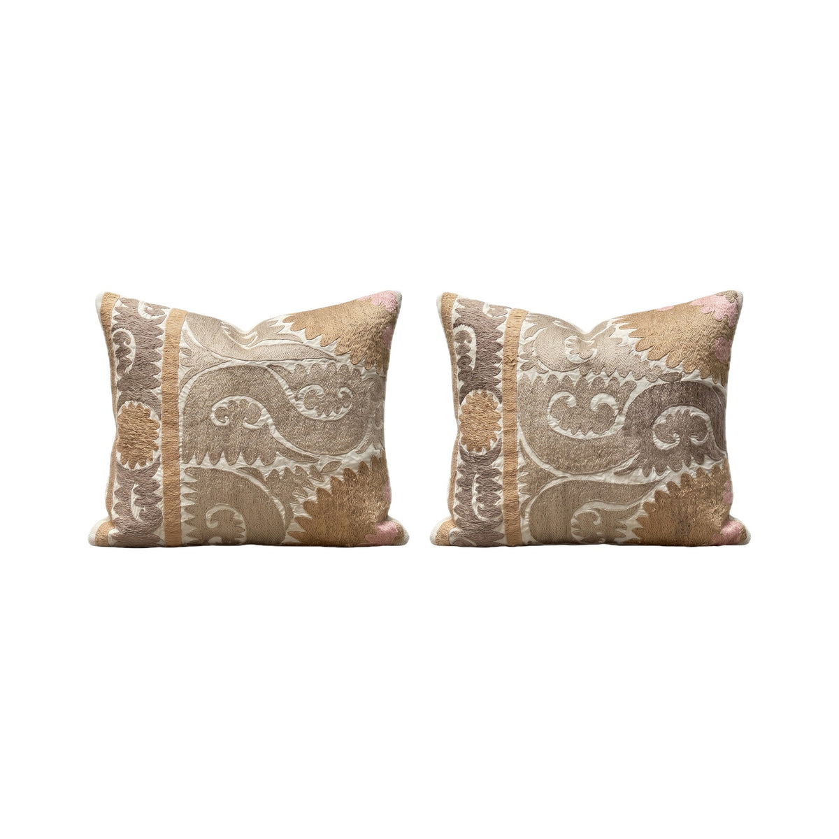 Uzbek Suzani Bedding Pillow Cover Set of 2 | 22'' x 26'' - front view