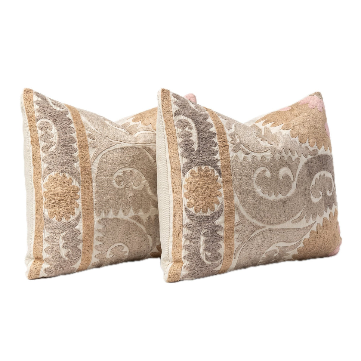 Uzbek Suzani Bedding Pillow Cover Set of 2 | 22'' x 26'' - left angle