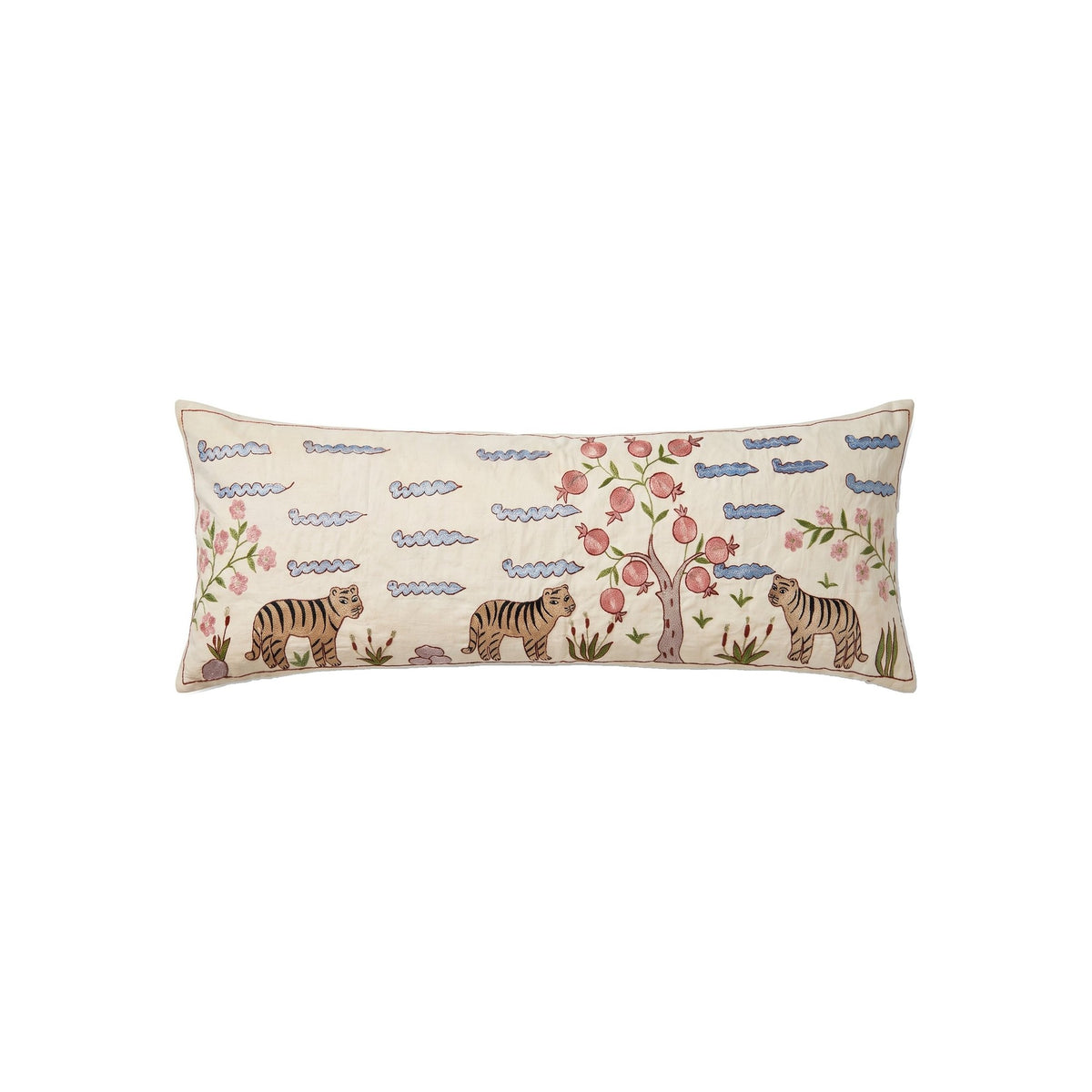Uzbek Suzani Bedding Pillow Cover | 18'' x 54'' - front view