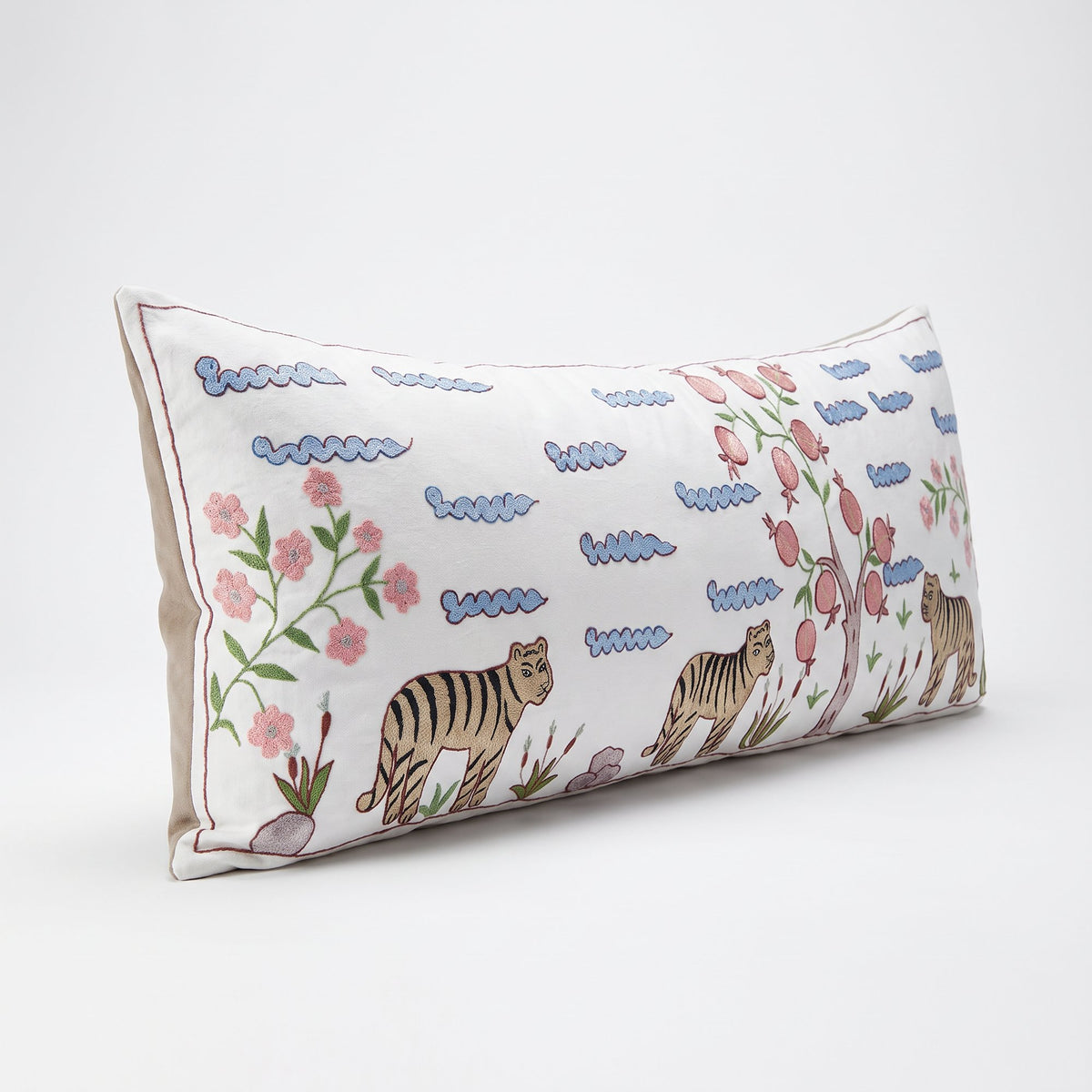 Uzbek Suzani Bedding Pillow Cover | 18'' x 54'' - left angle