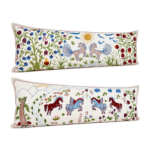 Uzbek Suzani Bedding Pillow Cover Set of 2 | 18'' x 54'' - left angle