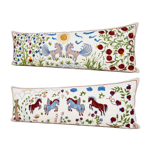 Uzbek Suzani Bedding Pillow Cover Set of 2 | 18'' x 54'' - right angle