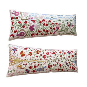Uzbek Suzani Bedding Pillow Cover Set of 2 | 18'' x 54'' - left angle