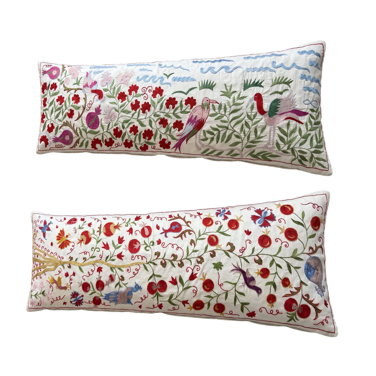 Uzbek Suzani Bedding Pillow Cover Set of 2 | 18'' x 54'' - right angle