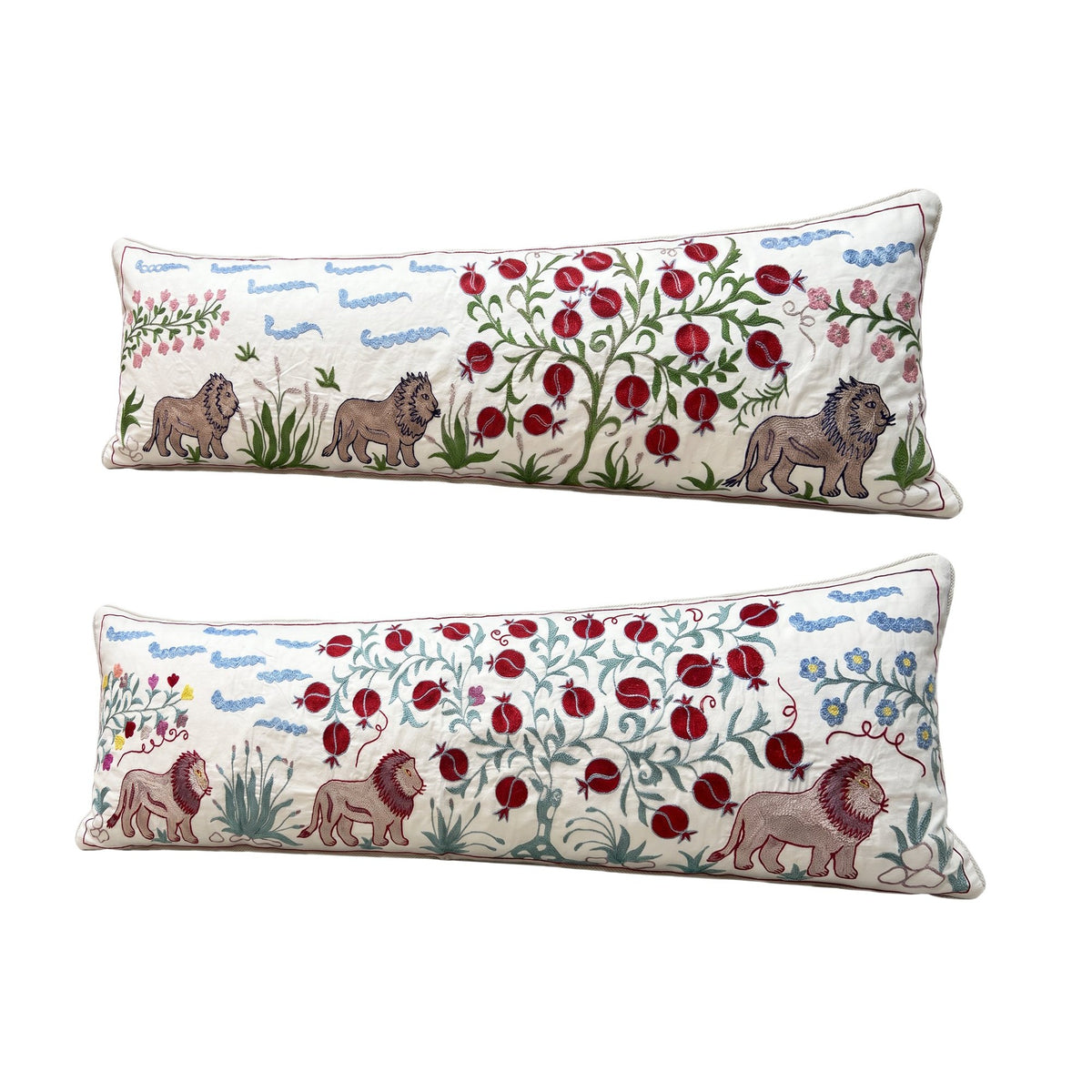 Uzbek Suzani Bedding Pillow Cover Set of 2 | 18'' x 54'' - right angle
