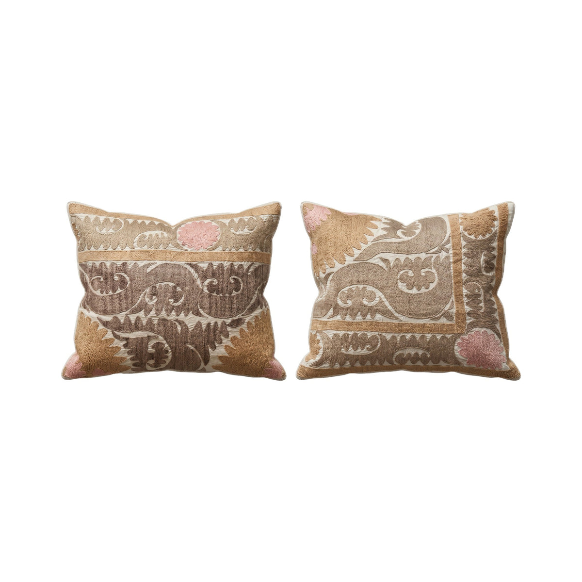 Uzbek Suzani Bedding Pillow Cover Set of 2 | 22'' x 26'' - front view