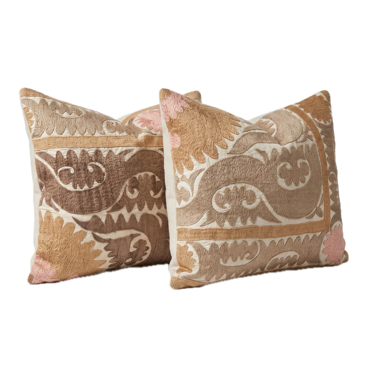 Uzbek Suzani Bedding Pillow Cover Set of 2 | 22'' x 26'' - left angle