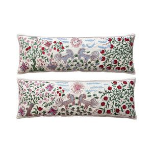 Uzbek Suzani Bedding Pillow Cover Set of 2 | 18'' x 52'' - front view