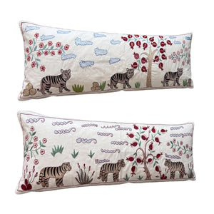 Uzbek Suzani Bedding Pillow Cover Set of 2 | 18'' x 54'' - left angle