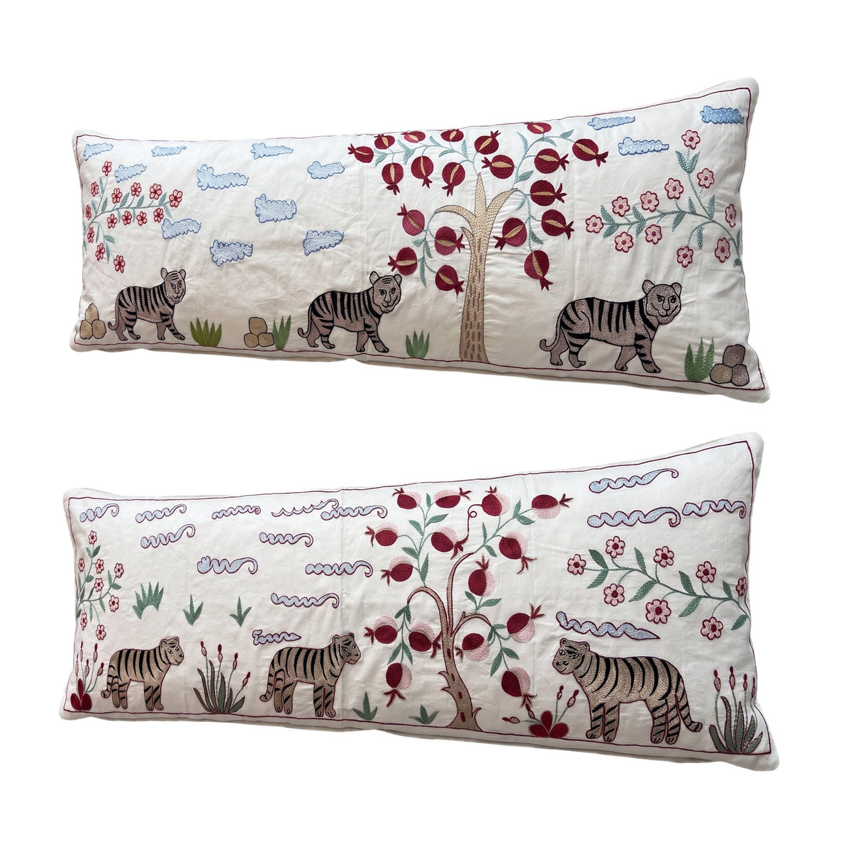 Uzbek Suzani Bedding Pillow Cover Set of 2 | 18'' x 54'' - right angle