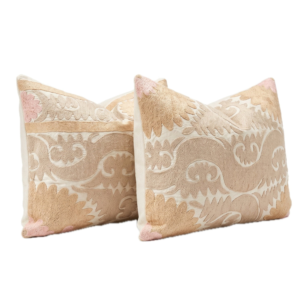 Uzbek Suzani Bedding Pillow Cover Set of 2 | 21'' x 29'' - left angle