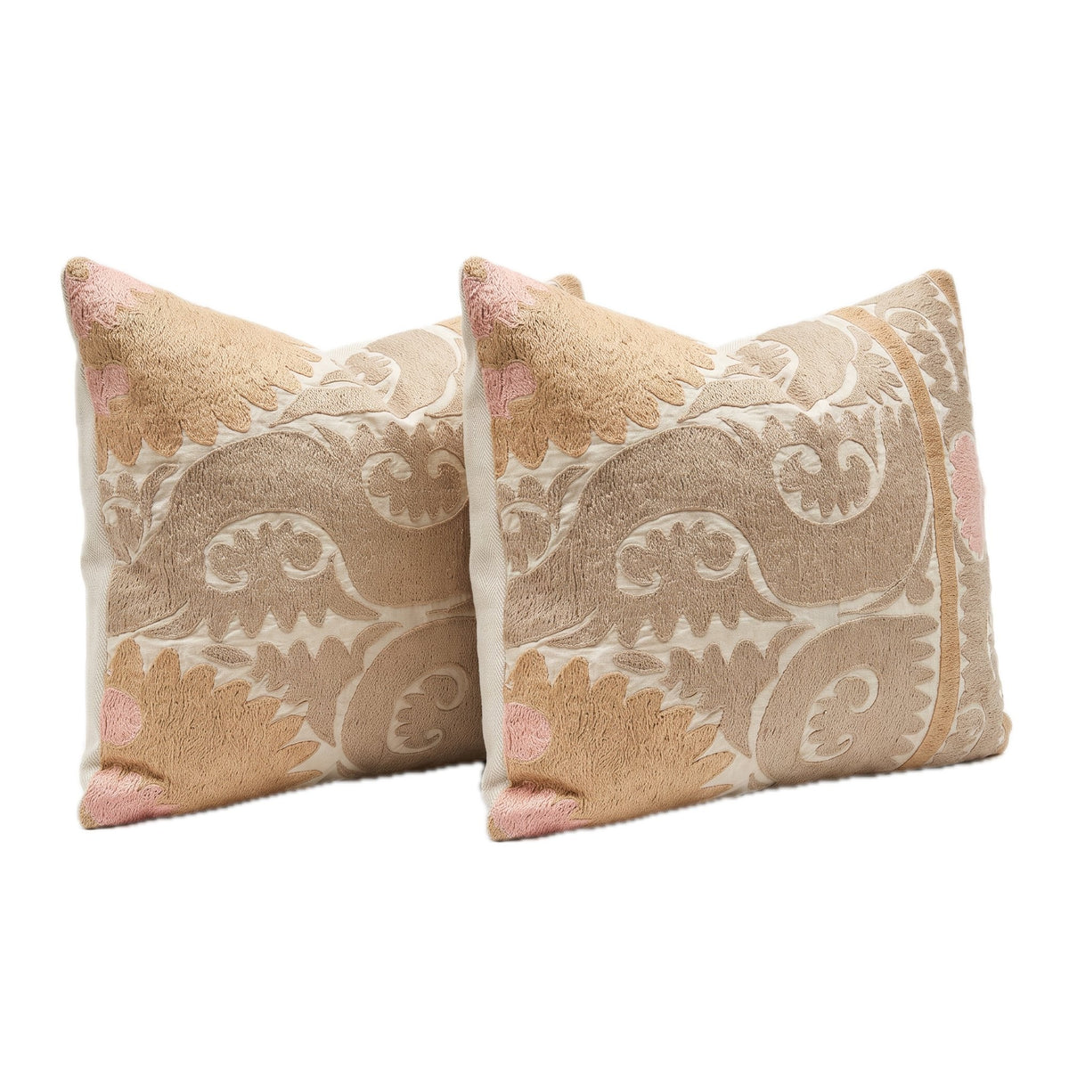 Uzbek Suzani Bedding Pillow Cover Set of 2 | 23'' x 26'' - left angle