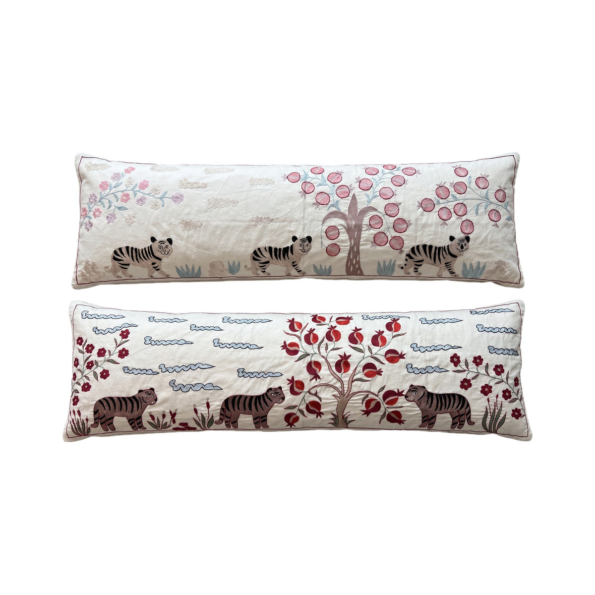 Uzbek Suzani Bedding Pillow Cover Set of 2 | 18'' x 54'' - front view