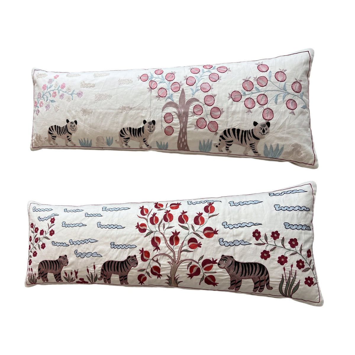 Uzbek Suzani Bedding Pillow Cover Set of 2 | 18'' x 54'' - right angle