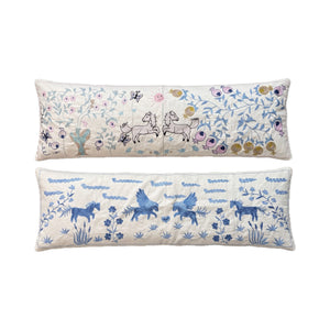 Uzbek Suzani Bedding Pillow Cover Set of 2 | 17'' x 53'' - front view