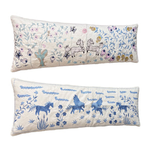 Uzbek Suzani Bedding Pillow Cover Set of 2 | 17'' x 53'' - left angle