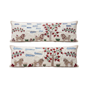 Uzbek Suzani Bedding Pillow Cover Set of 2 | 18'' x 54'' - front view