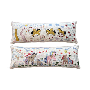 Uzbek Suzani Bedding Pillow Cover Set of 2 | 18'' x 52'' - front view