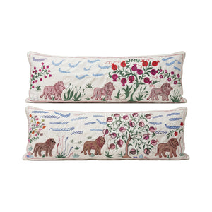 Uzbek Suzani Bedding Pillow Cover Set of 2 | 18'' x 54'' - front view
