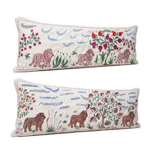 Uzbek Suzani Bedding Pillow Cover Set of 2 | 18'' x 54'' - left angle