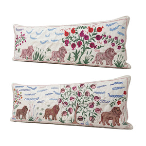 Uzbek Suzani Bedding Pillow Cover Set of 2 | 18'' x 54'' - right angle