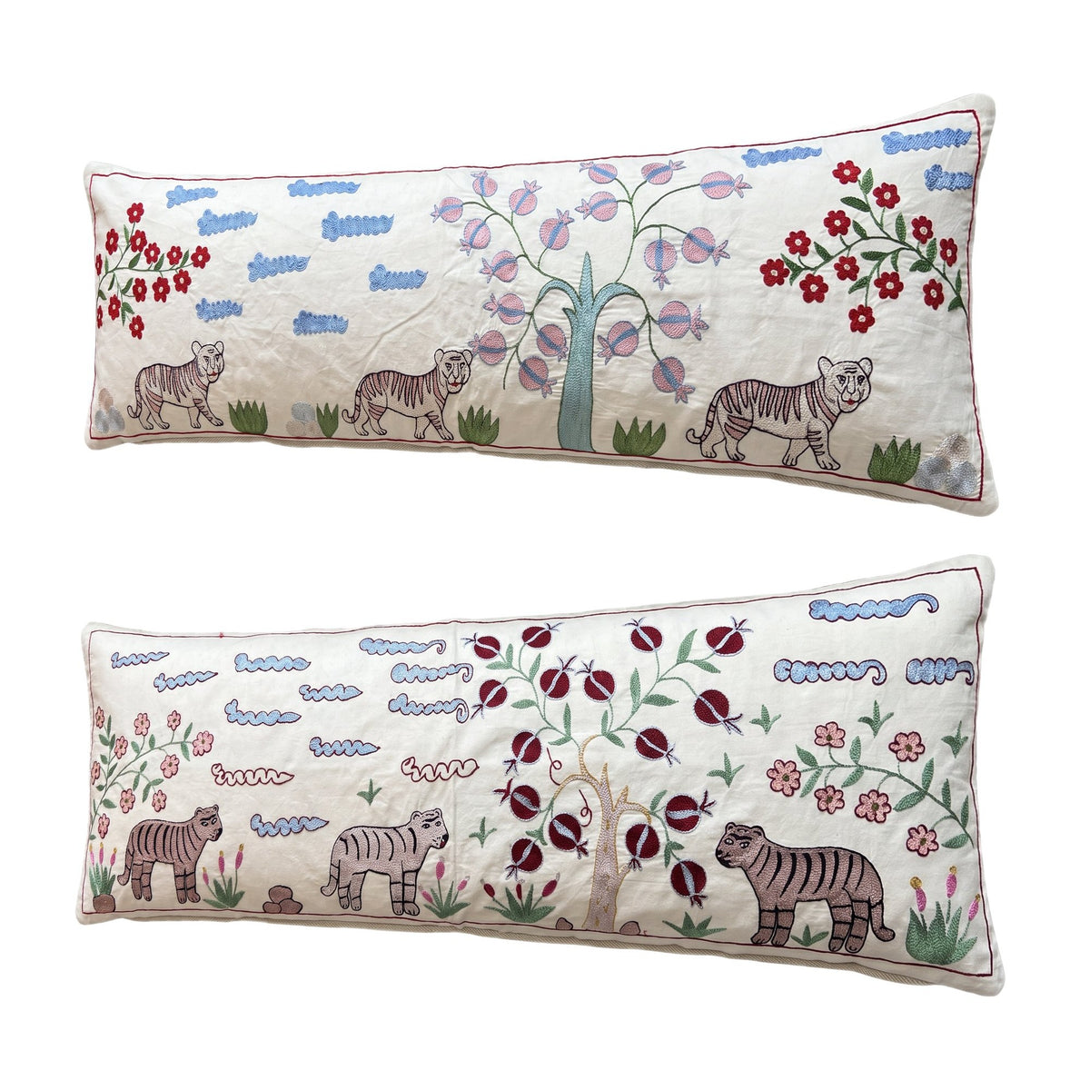 Uzbek Suzani Bedding Pillow Cover Set of 2 | 19'' x 53'' - right angle